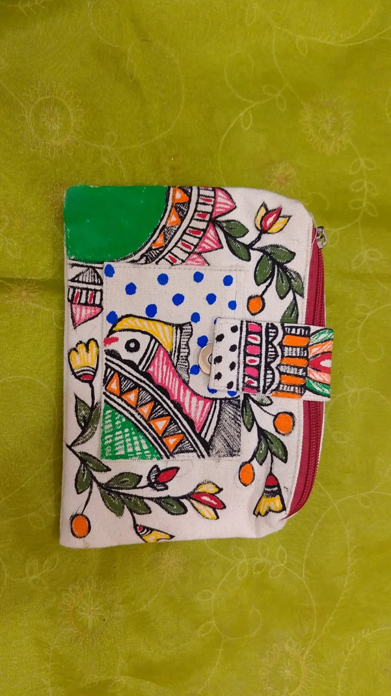 Pure canvas cotton small bag Mithila Panting Art