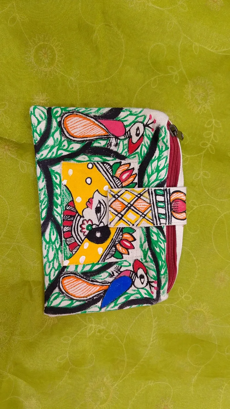 Pure canvas cotton small bag Mithila Panting Art