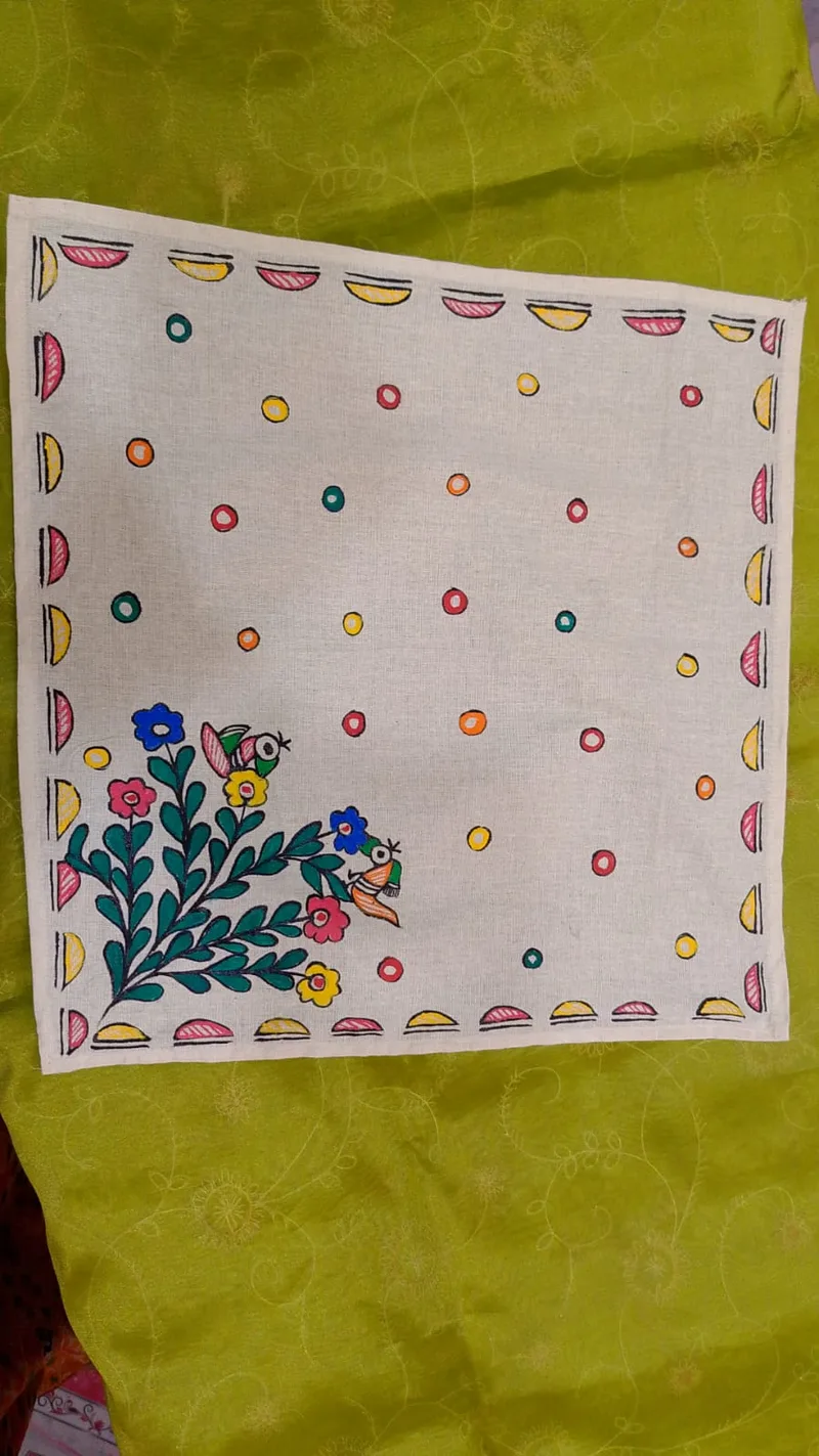 Pure Nepali cotton hanky Mithila panting art 36
