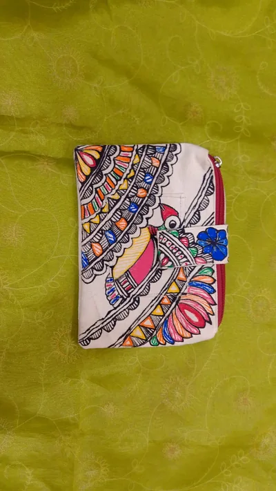 Pure canvas cotton small bag Mithila Panting Art