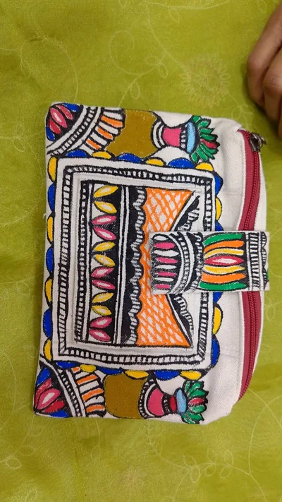 Pure canvas cotton small bag Mithila Panting Art