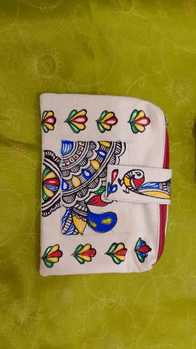 Pure canvas cotton small bag Mithila Panting Art