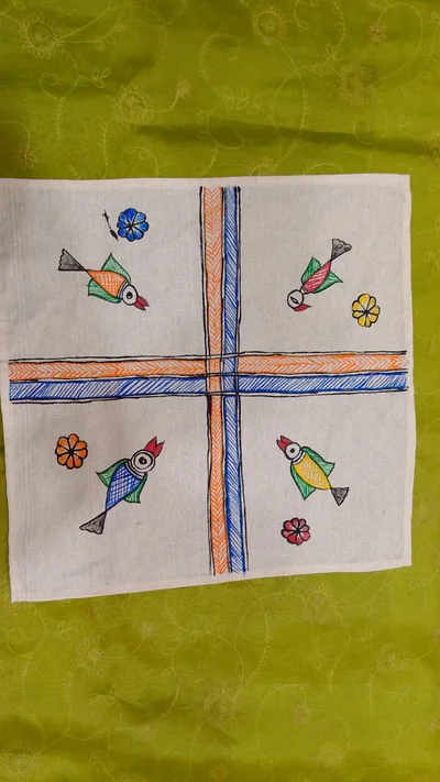 Pure Nepali cotton hanky Mithila panting art 25