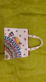 Pure canvas cotton small bag Mithila Panting Art thumbnail