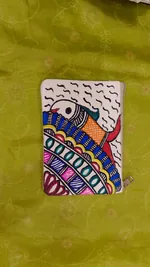 Pure canvas cotton small purse bag Mithila Panting Art thumbnail