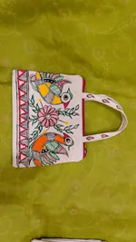 Pure canvas cotton small bag Mithila Panting Art thumbnail
