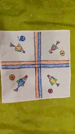 Pure Nepali cotton hanky Mithila panting art 25 thumbnail