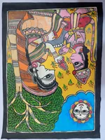 This is Mithila painting depicting the Ashok Vatika scene from the Ramayana.यो चित्र मिथिला चित्रकला हो जसले रामायणको अशोक वाटिका दृश्यलाई चित्रण गरेको छ। thumbnail